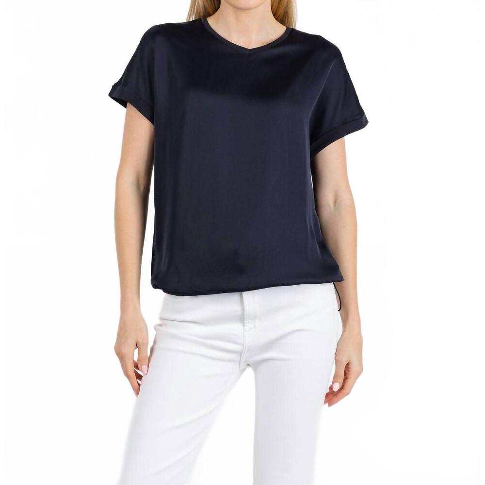 NEW MARGITTES satin jersey t-shirt in navy